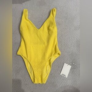 Monday Swimwear Yellow Textured One-Piece Swimsuit